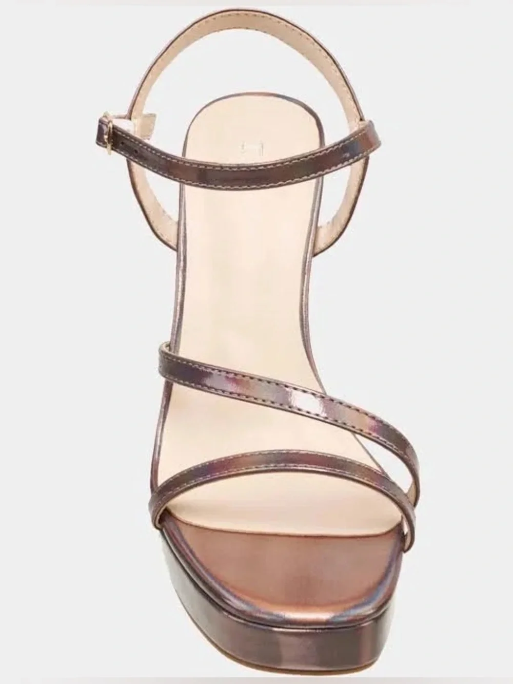 Halston Iridescent Pewter Platform Sandals. NIB. Size: 9.  Asking; $49.